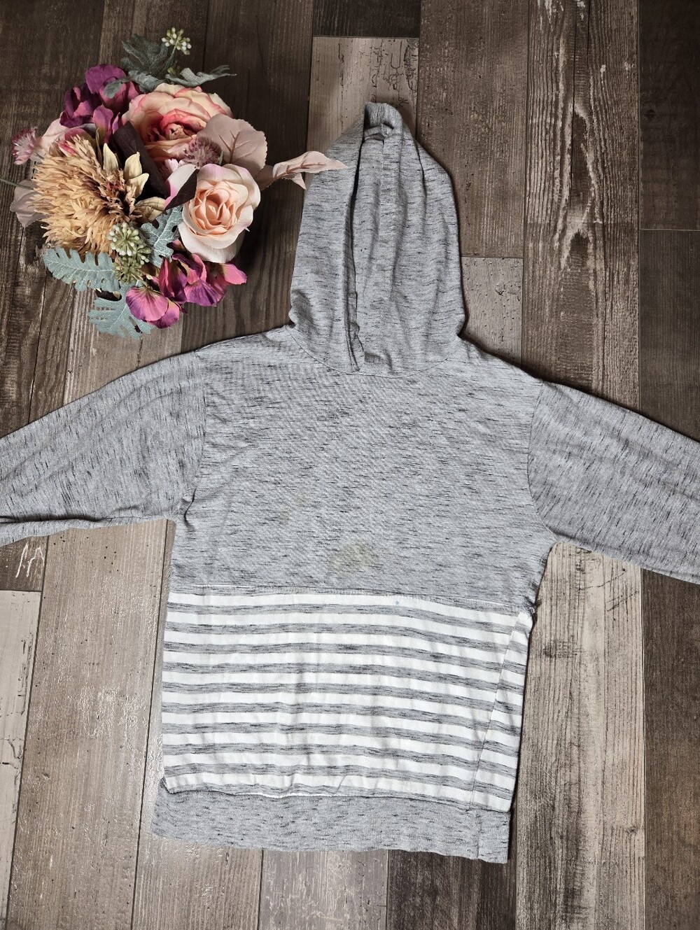 Copper Denim Gray Striped Hooded Top Boys Size Medium (8)